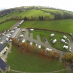 Caravns at the shepherds rest pub and caravan park from the sky - NI